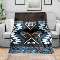 Personalised Taniko Motifs Aotearoa Blanket Waitangi Kowhaiwhai Kiwi - Blue LT7 - Polynesian Pride