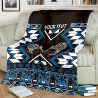Personalised Taniko Motifs Aotearoa Blanket Waitangi Kowhaiwhai Kiwi - Blue LT7 - Polynesian Pride