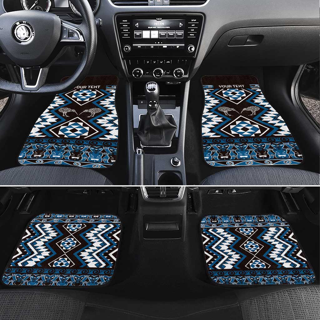 Personalised Taniko Motifs Aotearoa Car Mats Waitangi Kowhaiwhai Kiwi - Blue LT7 Set 4pcs Blue - Polynesian Pride