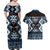 Personalised Taniko Motifs Aotearoa Couples Matching Off Shoulder Maxi Dress and Hawaiian Shirt Waitangi Kowhaiwhai Kiwi - Blue