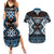 Personalised Taniko Motifs Aotearoa Couples Matching Summer Maxi Dress and Hawaiian Shirt Waitangi Kowhaiwhai Kiwi - Blue