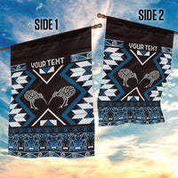 Personalised Taniko Motifs Aotearoa Garden Flag Waitangi Kowhaiwhai Kiwi - Blue LT7 - Polynesian Pride