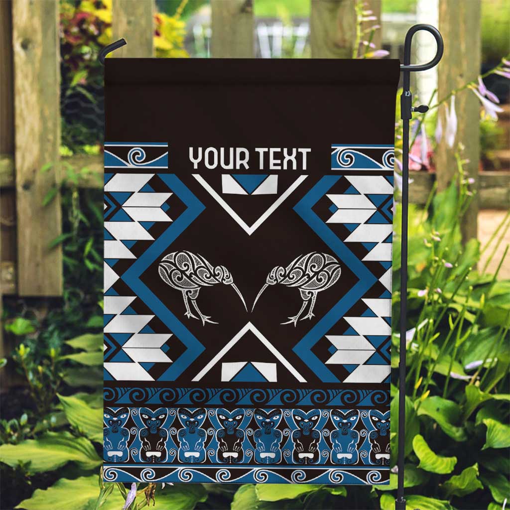 Personalised Taniko Motifs Aotearoa Garden Flag Waitangi Kowhaiwhai Kiwi - Blue LT7 Garden Flag Blue - Polynesian Pride