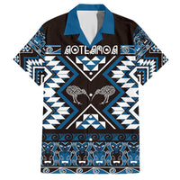 Personalised Taniko Motifs Aotearoa Hawaiian Shirt Waitangi Kowhaiwhai Kiwi - Blue LT7 Blue - Polynesian Pride