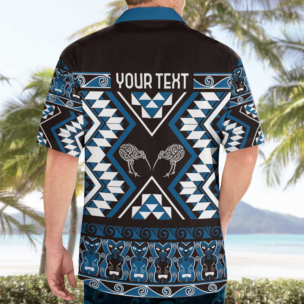 Personalised Taniko Motifs Aotearoa Hawaiian Shirt Waitangi Kowhaiwhai Kiwi - Blue LT7 - Polynesian Pride