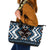 Personalised Taniko Motifs Aotearoa Leather Tote Bag Waitangi Kowhaiwhai Kiwi - Blue