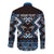 Personalised Taniko Motifs Aotearoa Long Sleeve Button Shirt Waitangi Kowhaiwhai Kiwi - Blue