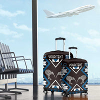 Personalised Taniko Motifs Aotearoa Luggage Cover Waitangi Kowhaiwhai Kiwi - Blue