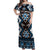 Personalised Taniko Motifs Aotearoa Off Shoulder Maxi Dress Waitangi Kowhaiwhai Kiwi - Blue