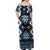 Personalised Taniko Motifs Aotearoa Off Shoulder Maxi Dress Waitangi Kowhaiwhai Kiwi - Blue