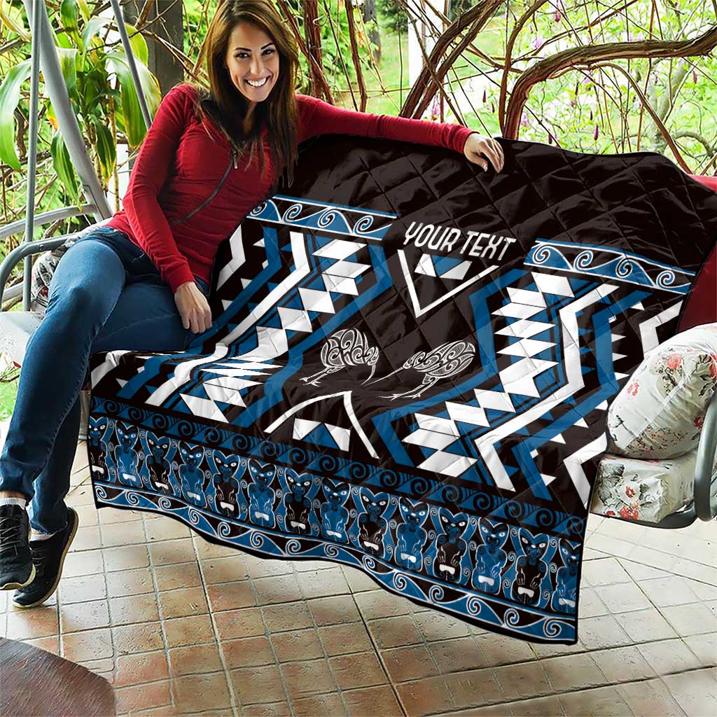 Personalised Taniko Motifs Aotearoa Quilt Waitangi Kowhaiwhai Kiwi - Blue