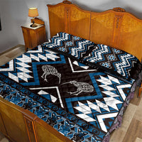 Personalised Taniko Motifs Aotearoa Quilt Bed Set Waitangi Kowhaiwhai Kiwi - Blue LT7 - Polynesian Pride