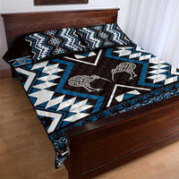 Personalised Taniko Motifs Aotearoa Quilt Bed Set Waitangi Kowhaiwhai Kiwi - Blue LT7 - Polynesian Pride