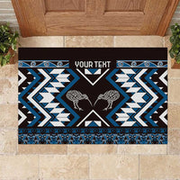 Personalised Taniko Motifs Aotearoa Rubber Doormat Waitangi Kowhaiwhai Kiwi - Blue LT7 Blue - Polynesian Pride