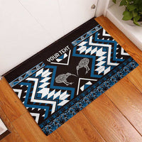 Personalised Taniko Motifs Aotearoa Rubber Doormat Waitangi Kowhaiwhai Kiwi - Blue LT7 - Polynesian Pride