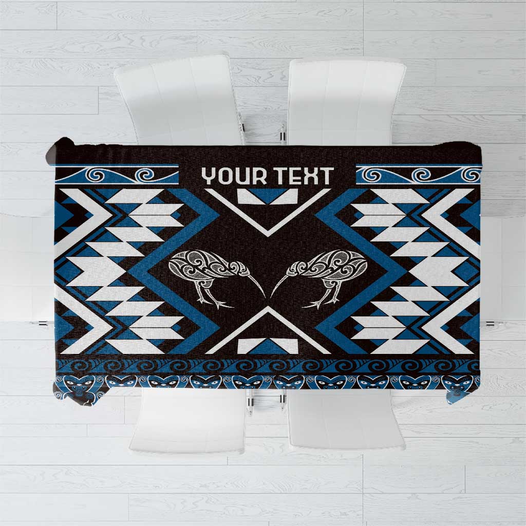 Personalised Taniko Motifs Aotearoa Tablecloth Waitangi Kowhaiwhai Kiwi - Blue LT7 Blue - Polynesian Pride