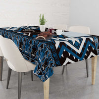 Personalised Taniko Motifs Aotearoa Tablecloth Waitangi Kowhaiwhai Kiwi - Blue LT7 - Polynesian Pride