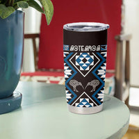 Personalised Taniko Motifs Aotearoa Tumbler Cup Waitangi Kowhaiwhai Kiwi - Blue LT7 - Polynesian Pride