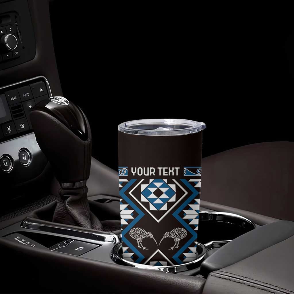 Personalised Taniko Motifs Aotearoa Tumbler Cup Waitangi Kowhaiwhai Kiwi - Blue LT7 - Polynesian Pride
