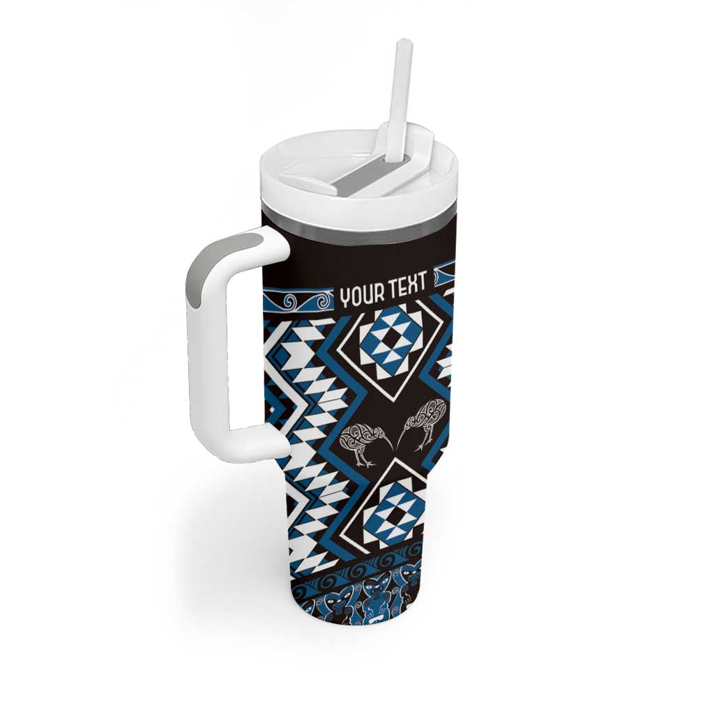 Personalised Taniko Motifs Aotearoa Tumbler With Handle Waitangi Kowhaiwhai Kiwi - Blue LT7 - Polynesian Pride