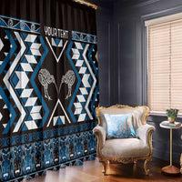 Personalised Taniko Motifs Aotearoa Window Curtain Waitangi Kowhaiwhai Kiwi - Blue LT7 - Polynesian Pride