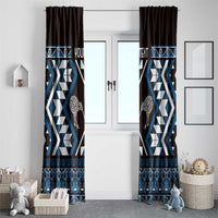 Personalised Taniko Motifs Aotearoa Window Curtain Waitangi Kowhaiwhai Kiwi - Blue LT7 - Polynesian Pride