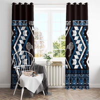 Personalised Taniko Motifs Aotearoa Window Curtain Waitangi Kowhaiwhai Kiwi - Blue LT7 - Polynesian Pride