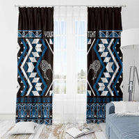 Personalised Taniko Motifs Aotearoa Window Curtain Waitangi Kowhaiwhai Kiwi - Blue LT7 - Polynesian Pride