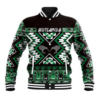 Personalised Taniko Motifs Aotearoa Baseball Jacket Waitangi Kowhaiwhai Kiwi - Green LT7 Unisex Green - Polynesian Pride