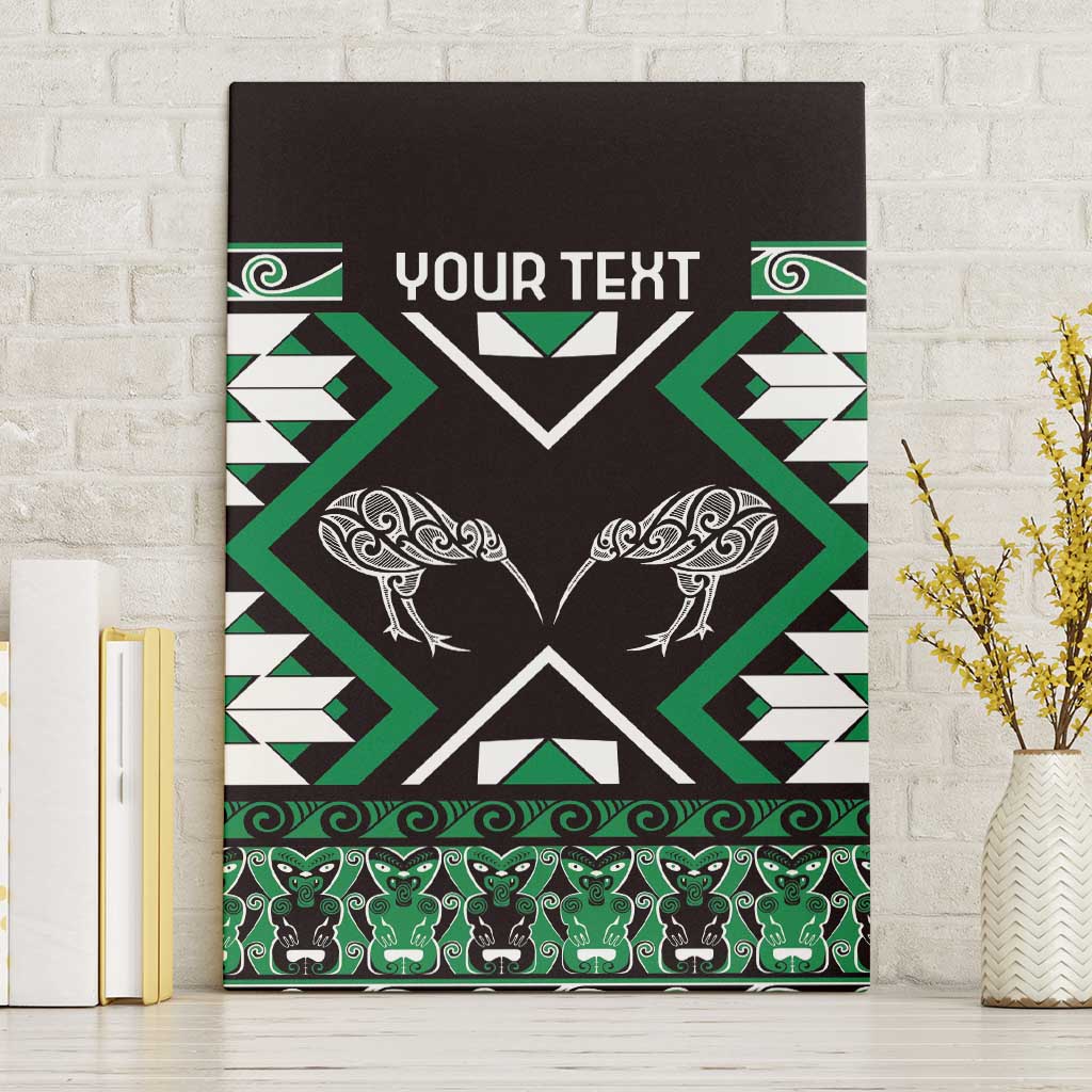 Personalised Taniko Motifs Aotearoa Canvas Wall Art Waitangi Kowhaiwhai Kiwi - Green