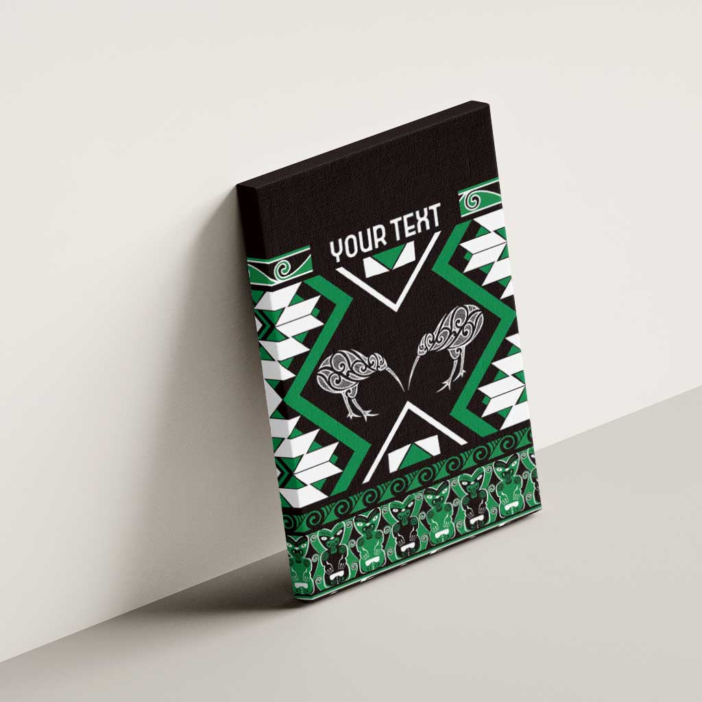 Personalised Taniko Motifs Aotearoa Canvas Wall Art Waitangi Kowhaiwhai Kiwi - Green LT7 - Polynesian Pride