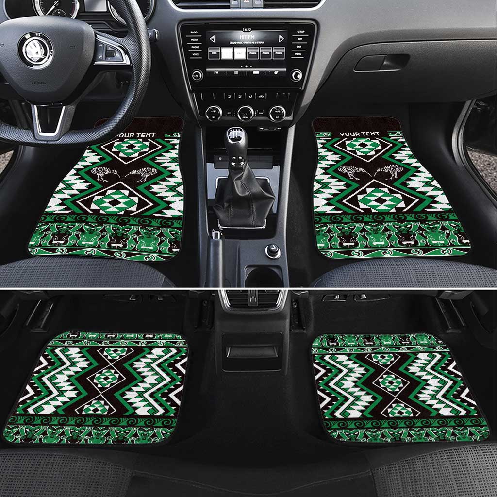 Personalised Taniko Motifs Aotearoa Car Mats Waitangi Kowhaiwhai Kiwi - Green LT7 Set 4pcs Green - Polynesian Pride