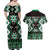 Personalised Taniko Motifs Aotearoa Couples Matching Off Shoulder Maxi Dress and Hawaiian Shirt Waitangi Kowhaiwhai Kiwi - Green