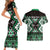 Personalised Taniko Motifs Aotearoa Couples Matching Short Sleeve Bodycon Dress and Hawaiian Shirt Waitangi Kowhaiwhai Kiwi - Green