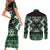 Personalised Taniko Motifs Aotearoa Couples Matching Short Sleeve Bodycon Dress and Long Sleeve Button Shirt Waitangi Kowhaiwhai Kiwi - Green