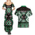 Personalised Taniko Motifs Aotearoa Couples Matching Summer Maxi Dress and Hawaiian Shirt Waitangi Kowhaiwhai Kiwi - Green