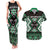 Personalised Taniko Motifs Aotearoa Couples Matching Tank Maxi Dress and Hawaiian Shirt Waitangi Kowhaiwhai Kiwi - Green