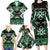 Personalised Taniko Motifs Aotearoa Family Matching Long Sleeve Bodycon Dress and Hawaiian Shirt Waitangi Kowhaiwhai Kiwi - Green