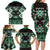 Personalised Taniko Motifs Aotearoa Family Matching Long Sleeve Bodycon Dress and Hawaiian Shirt Waitangi Kowhaiwhai Kiwi - Green