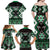 Personalised Taniko Motifs Aotearoa Family Matching Off Shoulder Maxi Dress and Hawaiian Shirt Waitangi Kowhaiwhai Kiwi - Green