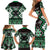 Personalised Taniko Motifs Aotearoa Family Matching Short Sleeve Bodycon Dress and Hawaiian Shirt Waitangi Kowhaiwhai Kiwi - Green