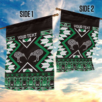 Personalised Taniko Motifs Aotearoa Garden Flag Waitangi Kowhaiwhai Kiwi - Green LT7 - Polynesian Pride