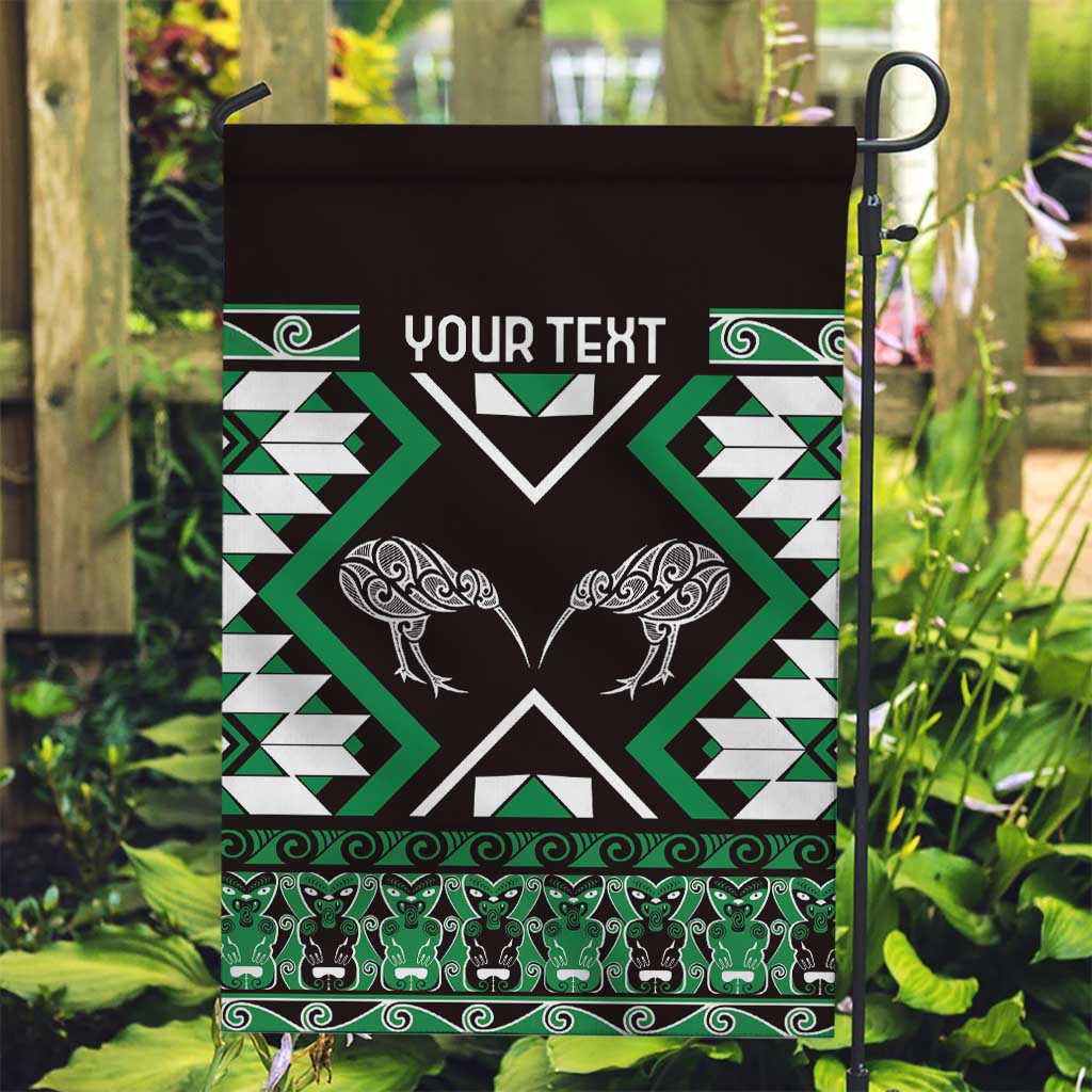 Personalised Taniko Motifs Aotearoa Garden Flag Waitangi Kowhaiwhai Kiwi - Green LT7 Garden Flag Green - Polynesian Pride