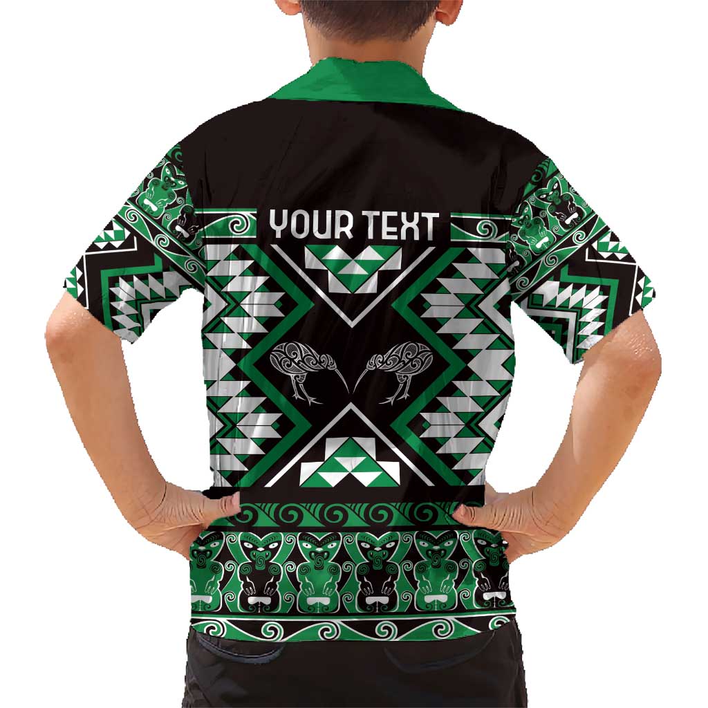 Personalised Taniko Motifs Aotearoa Hawaiian Shirt Waitangi Kowhaiwhai Kiwi - Green LT7 - Polynesian Pride