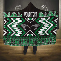 Personalised Taniko Motifs Aotearoa Hooded Blanket Waitangi Kowhaiwhai Kiwi - Green LT7 - Polynesian Pride