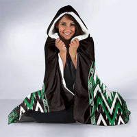 Personalised Taniko Motifs Aotearoa Hooded Blanket Waitangi Kowhaiwhai Kiwi - Green LT7 - Polynesian Pride