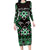 Personalised Taniko Motifs Aotearoa Long Sleeve Bodycon Dress Waitangi Kowhaiwhai Kiwi - Green