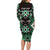 Personalised Taniko Motifs Aotearoa Long Sleeve Bodycon Dress Waitangi Kowhaiwhai Kiwi - Green