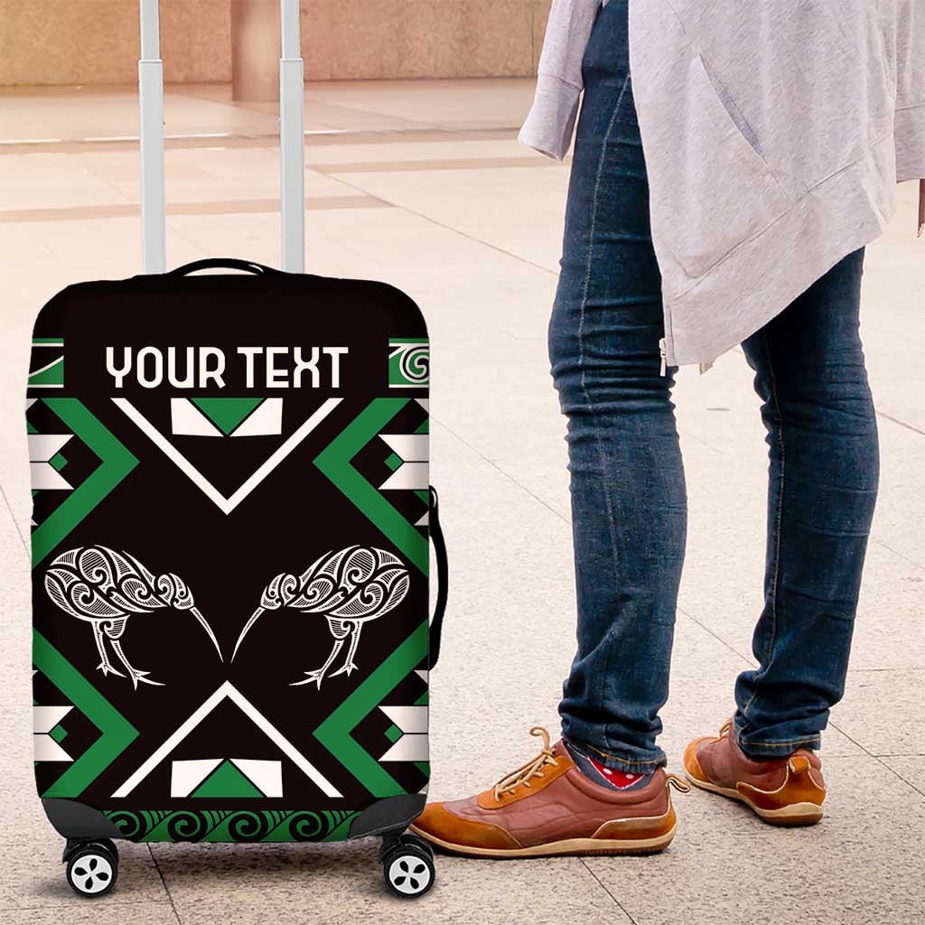 Personalised Taniko Motifs Aotearoa Luggage Cover Waitangi Kowhaiwhai Kiwi - Green