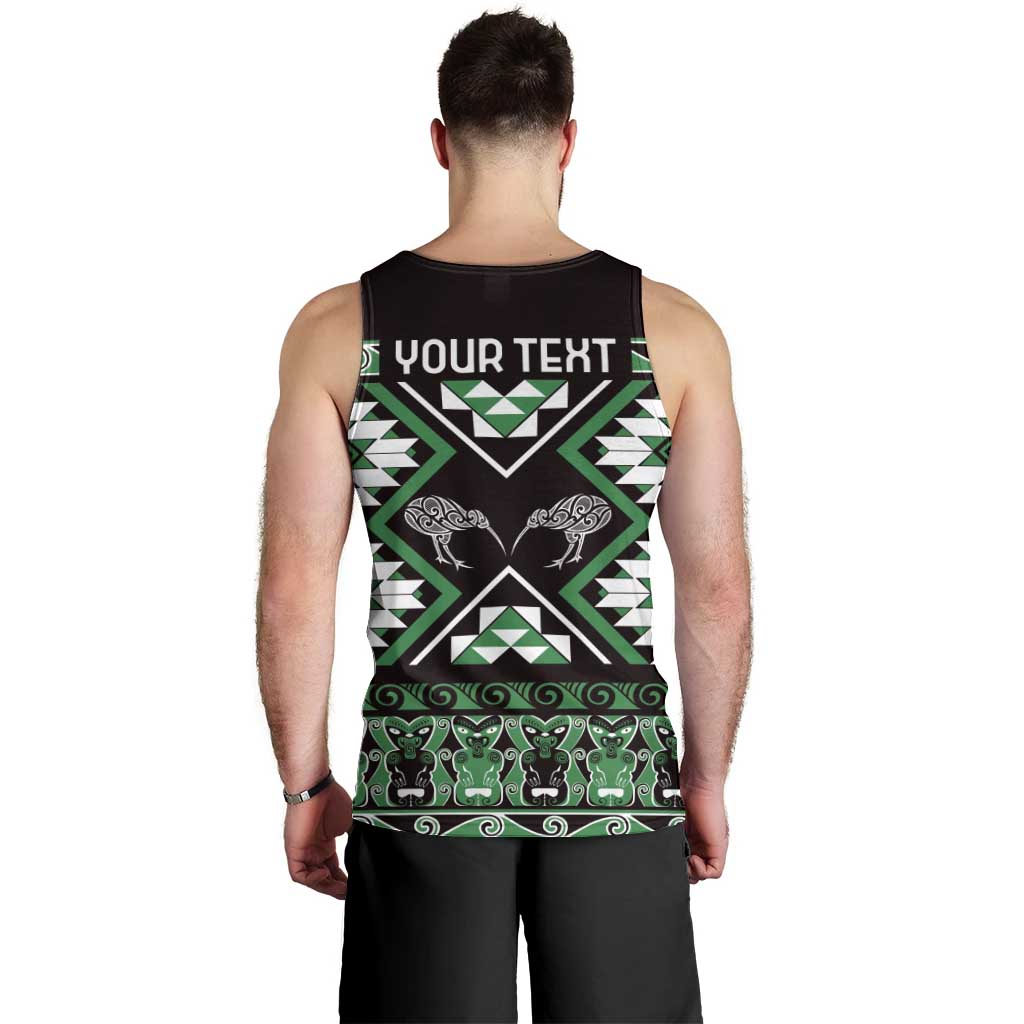 Personalised Taniko Motifs Aotearoa Men Tank Top Waitangi Kowhaiwhai Kiwi - Green LT7 - Polynesian Pride